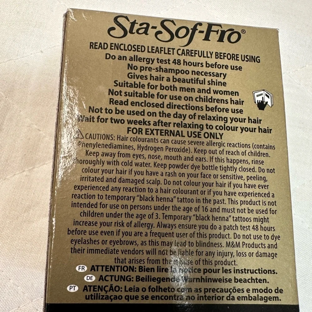 Sta-Sof-Fro Permanent Powder Hair Color Brown Black No Ammonia Cover White Hair